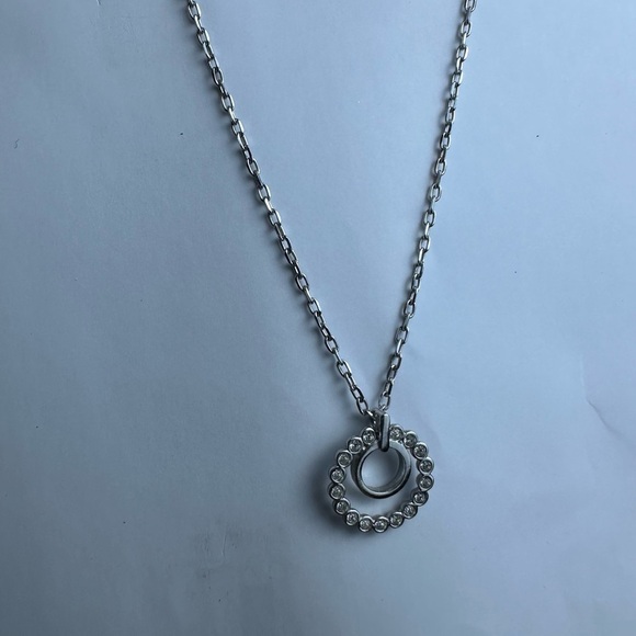 Swarovski Cathy Double Pendant Elegant Silver Necklace with Crystal Accents - Picture 4 of 13